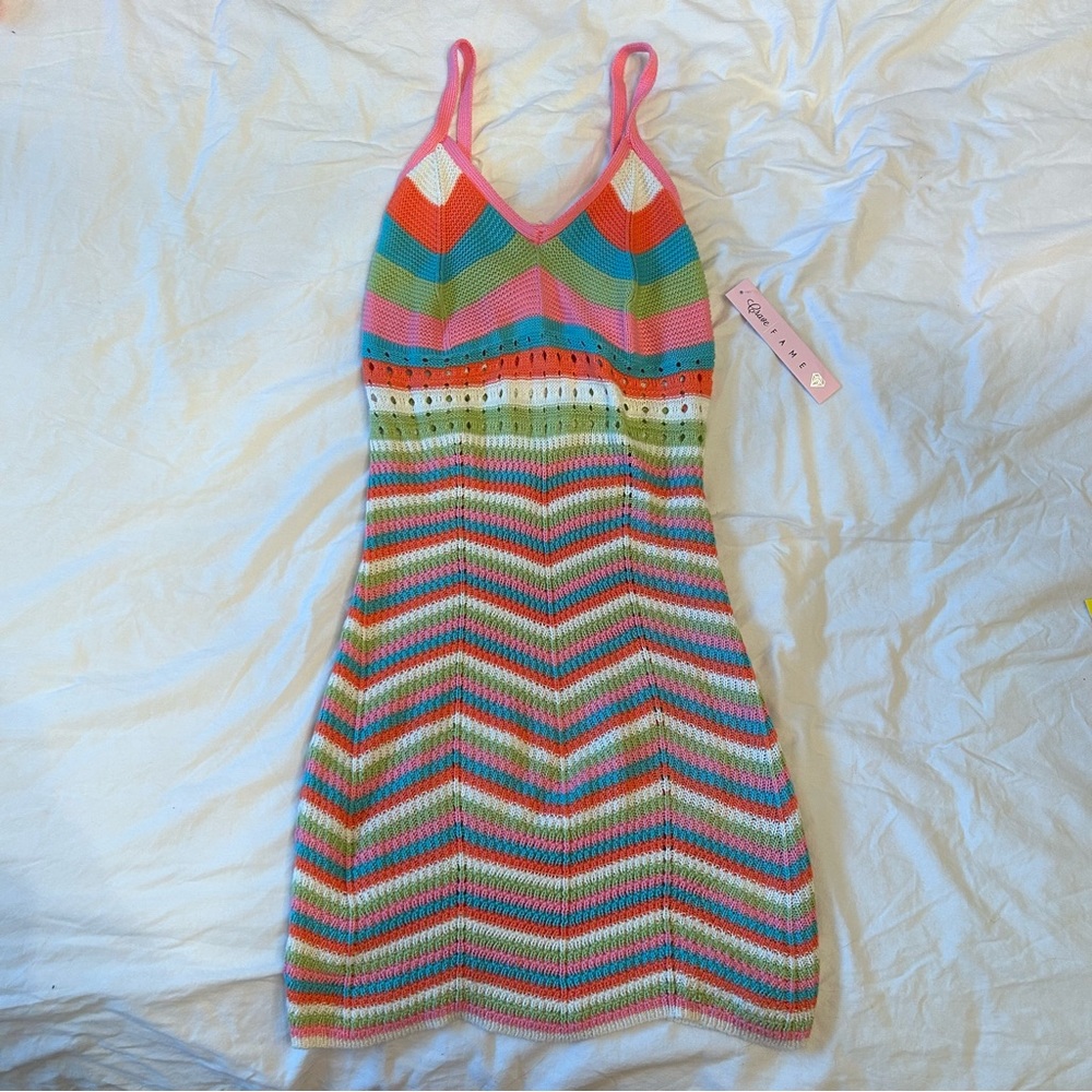 Crave Fame vintage crochet chevron dress